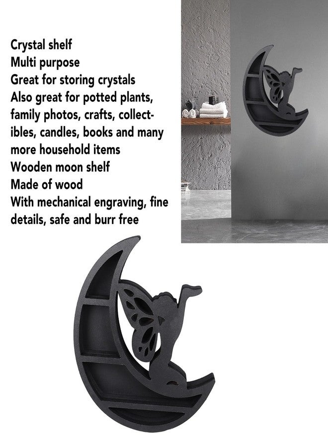 Sunicon Crescent Moon Shelf, Elf on The Crescent Moon Vintage Crystal Wall Shelf, Crystal Holder Display Shelf for Stones Rock Display Case for Wall Mount, Bedroom, Living Room, Office - Image 5